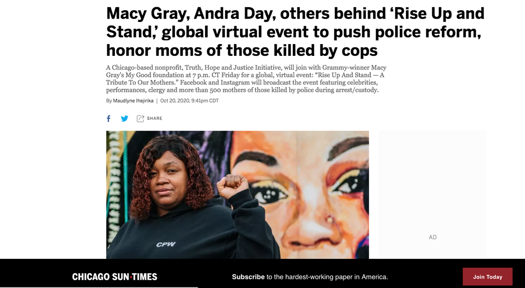 Macy Gray, Andra Day, others behind ‘Rise Up and Stand,’ global virtual event to push police reform, honor moms of those killed by cops